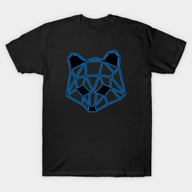 Low Poly Raccoon Blue Line T-Shirt by Roosiff